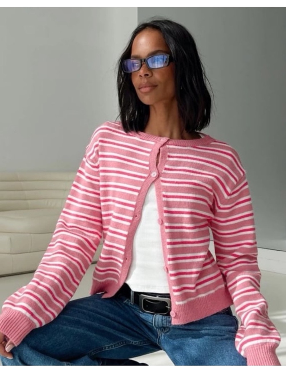 Princess Polly Heavenly Dream Cardigan Pink Stripe